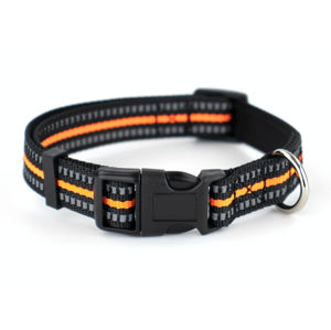Vsepropejska Reflex nylonový obojek pro psa | 27 - 54 cm Barva: Černo-oranžová, Obvod krku: 27 - 42 cm