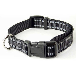 Vsepropejska Reflex nylonový obojek pro psa | 27 - 54 cm Barva: Černo-šedá, Obvod krku: 27 - 42 cm