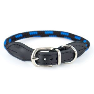 Vsepropejska Rope obojek pro psa z lana | 32 - 39 cm Barva: Černo-modrá, Obvod krku: 32 - 35 cm