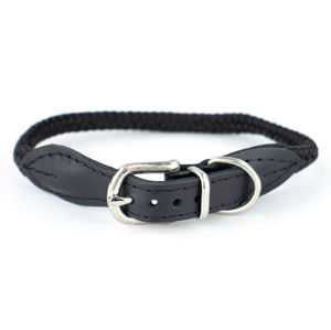 Vsepropejska Rope obojek pro psa z lana | 32 - 39 cm Barva: Černá, Obvod krku: 32 - 35 cm