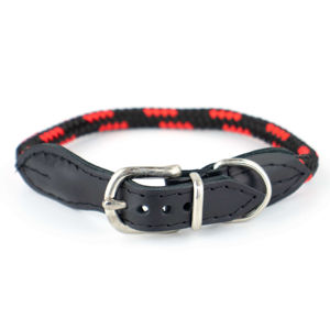 Vsepropejska Rope obojek pro psa z lana | 32 - 39 cm Barva: Černo-červená, Obvod krku: 35 - 39 cm