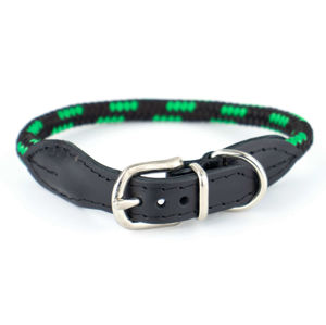 Vsepropejska Rope obojek pro psa z lana | 32 - 39 cm Barva: Černo-zelená, Obvod krku: 32 - 35 cm