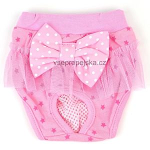Vsepropejska Cute růžové hárací kalhotky pro psa Obvod slabin (cm): 22 - 28
