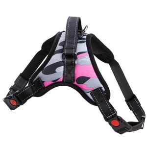 Vsepropejska Sporty růžový maskáčový postroj | 46 – 85 cm Barva: Šedo-růžová, Obvod hrudníku: 65 - 85 cm