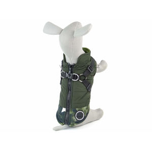 Vsepropejska Harness zimní bunda pro psa s postrojem Barva: Zelená, Délka zad psa: 32 cm, Obvod hrudníku: 36 - 45 cm