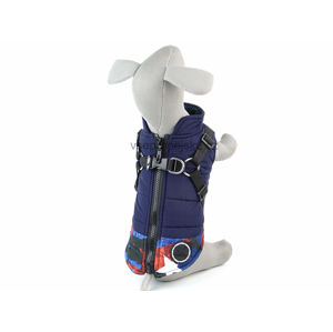 Vsepropejska Harness zimní bunda pro psa s postrojem Barva: Modrá, Délka zad psa: 25 cm, Obvod hrudníku: 28 - 35 cm
