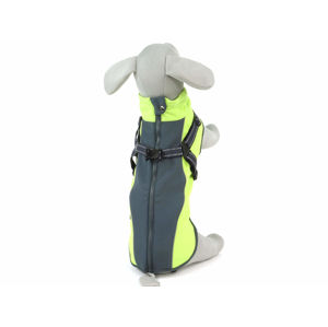 Vsepropejska Softshellová bunda pro psa s postrojem Barva: Šedo-zelená, Délka zad psa: 76 cm, Obvod hrudníku: 80 - 90 cm