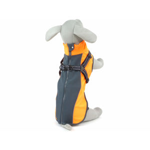 Vsepropejska Softshellová bunda pro psa s postrojem Barva: Šedo-oranžová, Délka zad (cm): 55, Obvod hrudníku: 66 - 71 cm
