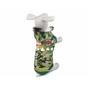 Vsepropejska Military zelená maskáčová bunda pro psa Délka zad psa: 39 cm, Obvod hrudníku: 52 - 55 cm