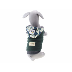 Vsepropejska Bona bunda pro psa s maskáčovou kapucí Barva: Zelená, Délka zad (cm): 20, Obvod hrudníku: 28 - 34 cm
