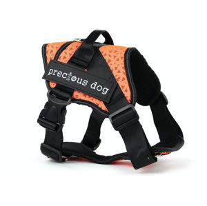 Vsepropejska Precious černo-oranžový sportovní postroj pro psa | 62 – 100 cm Barva: Oranžová, Obvod hrudníku: 62 - 74 cm