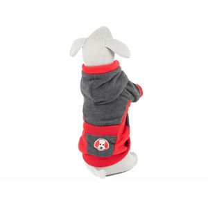 Vsepropejska Cool fleecová mikina pro psa s kapsičkou Barva: Šedo-červená, Délka zad (cm): 24, Obvod hrudníku: 36 - 44 cm