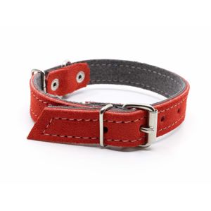 Palkar Velur kožený obojek pro psa | 16 – 46 cm Barva: Červená, Obvod krku: 26 - 33 cm
