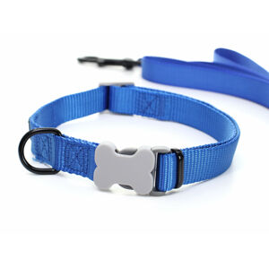 Vsepropejska George modrý obojek pro psa s vodítkem | 22 – 53 cm Obvod krku: 34 - 53 cm