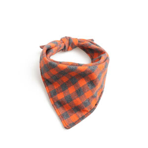 Vsepropejska Hansel oranžovo-šedý  károvaný šátek pro psa Obvod krku: 29 - 40 cm