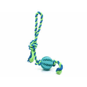 Vsepropejska Gila smyčka s dentálním míčkem pro psa Barva: Tyrkysová, Délka: 7 cm