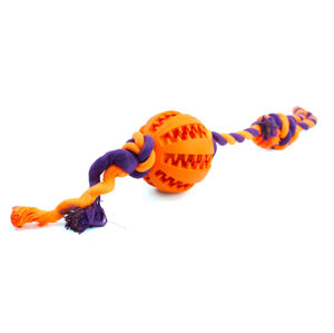 Vsepropejska Gila smyčka s dentálním míčkem pro psa Barva: Oranžová, Délka: 5 cm
