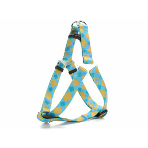 Vsepropejska Bim modro-žlutý obojek, postroj a vodítko pro psa Typ: Postroj, Velikost: Obvod hrudníku 32 - 43 cm