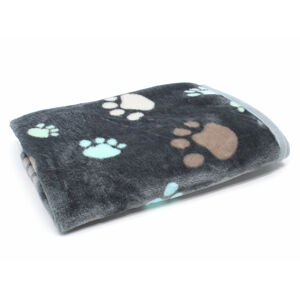 Vsepropejska Tira fleecová deka s tlapkami pro psa Barva: Šedá, Rozměr: 76 x 52 cm