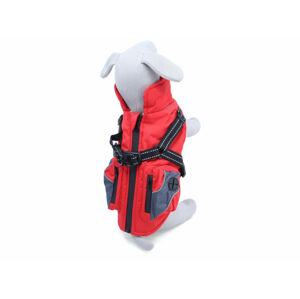 Vsepropejska Tandor zimní bunda pro psa s postrojem Barva: Červená, Délka zad (cm): 40, Obvod hrudníku: 54 - 58 cm