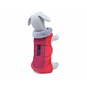 Vsepropejska Doral bunda pro psa s kožíškem Barva: Červená, Délka zad (cm): 67, Obvod hrudníku: 84 - 88 cm
