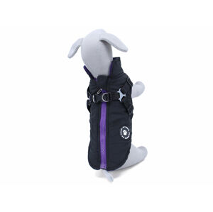 Vsepropejska Diamant zimní bunda pro psa s postrojem Barva: Černá, Délka zad (cm): 33, Obvod hrudníku: 42 - 46 cm