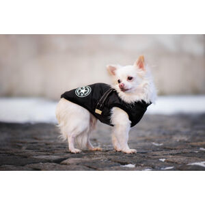 Vsepropejska Achar zimní bunda pro psa s postrojem Barva: Černá, Délka zad (cm): 56, Obvod hrudníku: 75 - 79 cm