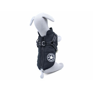 Vsepropejska Achar zimní bunda pro psa s postrojem Barva: Černá, Délka zad (cm): 34, Obvod hrudníku: 45 - 49 cm