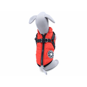 Vsepropejska Achar zimní bunda pro psa s postrojem Barva: Červená, Délka zad (cm): 34, Obvod hrudníku: 45 - 49 cm