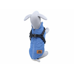 Vsepropejska Barbo zimní bunda pro psa s postrojem Barva: Modrá, Délka zad (cm): 25, Obvod hrudníku: 32 - 36 cm