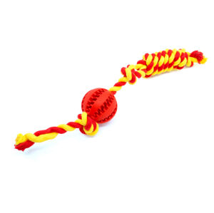 Vsepropejska Tula přetahovadlo s dentálním míčkem pro psa Barva: Červená, Délka: 5 cm
