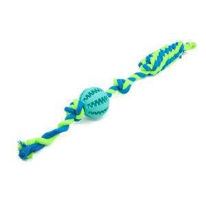 Vsepropejska Tula přetahovadlo s dentálním míčkem pro psa Barva: Modrá, Délka: 5 cm