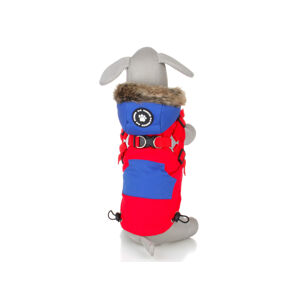 Vsepropejska Ronald zimní bunda pro psa s postrojem Barva: Červená, Délka zad (cm): 32, Obvod hrudníku: 44 - 48 cm