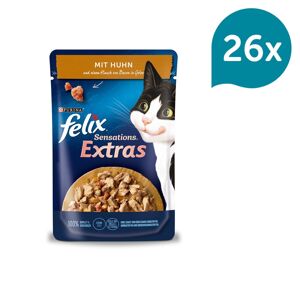 Felix Sensations Extras s kuřecím a příchutí slaniny 26 × 85 g