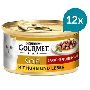 Gourmet Gold Jemné kousky kuřecí maso a játra 12 × 85 g