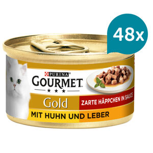 Gourmet Gold Jemné kousky kuřecí maso a játra 48 × 85 g