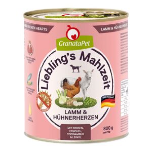GranataPet Liebling’s Mahlzeit jehněčí maso a kuřecí srdce 6× 800 g