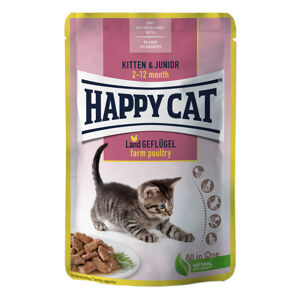 Happy Cat Tray Kitten & Junior venkovská drůbež 24 × 85 g