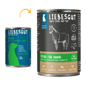 Liebesgut Biokost Sensitiv Hund s koňským masem, bio cuketami a bio bramborami 6 × 400 g