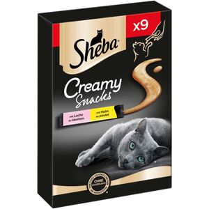 SHEBA® Creamy Snacks kuřecí maso a losos 9×12 g